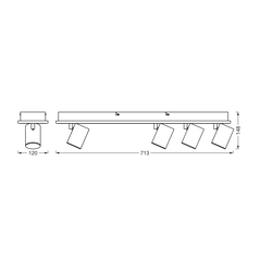 Spot led cvadruplu ajustabil ledvance decor mars, 58.5w, 5780 lm, lumina calda (3000k), ip20, 713mm, alb, clasa energetica f,  Spoturi aplicate | electropc.ro