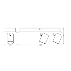 Spot led dublu ajustabil ledvance decor mars, 29w, 3100 lm, lumina calda (3000k), ip20, 408mm, negru, clasa energetica f,  Spoturi aplicate | electropc.ro