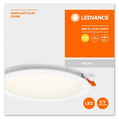 Spot led incastrat ledvance recess downlight slim, 22w, 2000 lm, lumina calda (3000k), Ø22.5cm, alb,  Aplice de exterior | electropc.ro