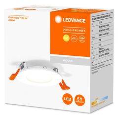 Spot led incastrat ledvance recess downlight slim, 4.5w, 240 lm, lumina calda (3000k), Ø8.5cm, alb,  Aplice de exterior | electropc.ro