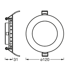 Spot led incastrat ledvance recess downlight slim, 8w, 550 lm, lumina calda (3000k), Ø12cm, alb,  Aplice de exterior | electropc.ro