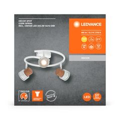 Spot led triplu ajustabil ledvance decor cork, 3xgu10, 3x3.4w, 690 lm, lumina calda (2700k), dimabil, ip20, Ø318mm, alb, clasa energetica g,  Spoturi aplicate | electropc.ro