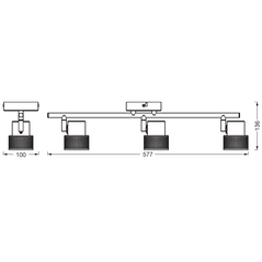 Spot led triplu ajustabil ledvance decor cork, 3xgu10, 3x3.4w, 690 lm, lumina calda (2700k), ip20, 577x136x100mm, metal/pluta, negru,  Spoturi aplicate | electropc.ro