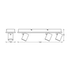 Spot led triplu ajustabil ledvance decor mars, 41w, 3100 lm, lumina calda (3000k), ip20, 558mm, negru, clasa energetica f,  Spoturi aplicate | electropc.ro