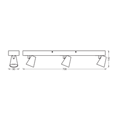 Spot led triplu ajustabil ledvance decor neptune, 26w, 2450 lm, lumina calda (3000k), ip20, 708mm, alb, clasa energetica f,  Spoturi aplicate | electropc.ro