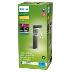 Stalp led solar pentru exterior cu senzor de miscare philips tyla, 1.2w, 4v, 255 lm, lumina neutra (4000k), ip44, 400x160mm, antracit,  Aplice de exterior | electropc.ro