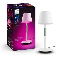 Lampa led rgb philips hue go, bluetooth, cu acumulator, 6w, 530 lm, lumina alba si color (2000-6500k), dimabila, ip20, 35cm, metal, alb,  Lampi de interior | electropc.ro