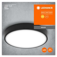 Plafoniera led ledvance orbis slim moia 280, 20w, 2200 lm, lumina calda (3000k), ip20, Ø28cm, metal/pmma, negru,  Lampi de interior | electropc.ro
