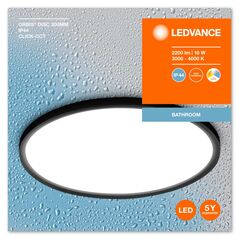 Plafoniera led pentru baie ledvance orbis disc black, 18w, 2200 lm, lumina alba (3000-4000k), ip44, Ø300x47mm, aluminiu/metal, negru,  Lampi de interior | electropc.ro
