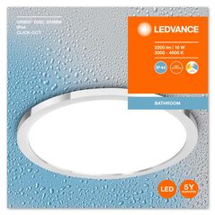 Plafoniera led pentru baie ledvance orbis disc crom, 18w, 2200 lm, lumina alba (3000-4000k), ip44, Ø300x47mm, aluminiu/metal, argintiu,  Lampi de interior | electropc.ro