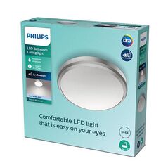 Plafoniera led philips doris cl257, 6w, 640 lm, lumina neutra (4000k), ip44, 22cm, nichel,  Lampi de interior | electropc.ro