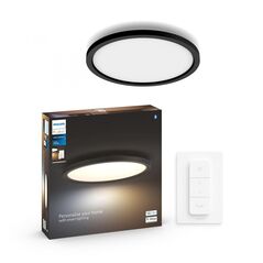 Plafoniera led philips hue aurelle, bluetooth, 24.5w, 2450 lm, lumina alba (2200-6500k), ip20, 39.5cm, aluminiu, negru, intrerupator cu variator inclus,  Lampi de interior | electropc.ro