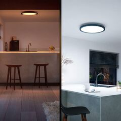 Plafoniera led philips hue aurelle, bluetooth, 24.5w, 2450 lm, lumina alba (2200-6500k), ip20, 39.5cm, aluminiu, negru, intrerupator cu variator inclus,  Lampi de interior | electropc.ro