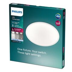 Plafoniera led philips superslim cl550, 3 trepte de intensitate, 15w, 1500 lm, lumina neutra (4000k), ip20, 25cm, alb,  Lampi de interior | electropc.ro