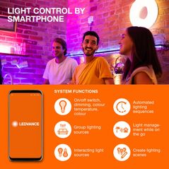 Plafoniera led rgb inteligenta ledvance smart+ wifi orbis ultra slim backlight, 19w, 1140 lm, lumina alba si color (2700-6500k), dimabila, ip20, Ø235x27mm, alb, clasa energetica e,  Lampi de interior | electropc.ro