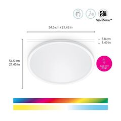 Plafoniera led rgb wiz superslim, wi-fi, control vocal, 32w, 3750 lm, lumina alba si color (2200-6500k), ip20, 55cm, alb,  Lampi de interior | electropc.ro