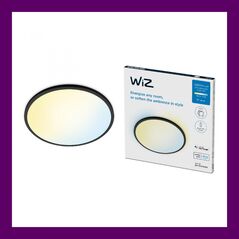 Plafoniera led wiz superslim, wi-fi, control vocal, 32w, 3800 lm, lumina alba (2700-6500k), ip20, 55cm, negru,  Lampi de interior | electropc.ro