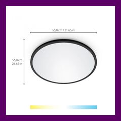 Plafoniera led wiz superslim, wi-fi, control vocal, 32w, 3800 lm, lumina alba (2700-6500k), ip20, 55cm, negru,  Lampi de interior | electropc.ro