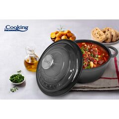 Semioala fonta emailata + capac 28x13 cm, 6l, marble gray, cooking by heinner,  Tavi copt | electropc.ro
