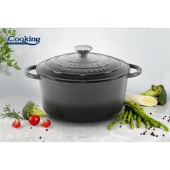 Semioala fonta emailata + capac 28x13 cm, 6l, marble gray, cooking by heinner,  Tavi copt | electropc.ro