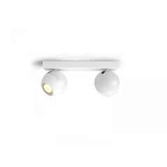 Spot led dublu philips hue buckram, bluetooth, 2xgu10, 2x5w, 700 lm, lumina alba (2200-6500k), ip20, 25.2x8.2cm, metal, alb, intrerupator cu variator inclus,  Lampi de interior | electropc.ro