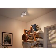 Spot led dublu philips hue buckram, bluetooth, 2xgu10, 2x5w, 700 lm, lumina alba (2200-6500k), ip20, 25.2x8.2cm, metal, alb, intrerupator cu variator inclus,  Lampi de interior | electropc.ro