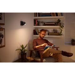 Spot led philips hue buckram, bluetooth, gu10, 5w (50w), 350 lm, lumina alba (2200-6500k), ip20, 10.2cm, metal, negru, intrerupator cu variator inclus,  Lampi de interior | electropc.ro