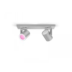 Spot led rgb dublu philips hue argenta, bluetooth, 2xgu10, 2x5.7w, 2x350 lm, lumina alba si color (2000-6500k), ip20, metal, argintiu,  Lampi de interior | electropc.ro