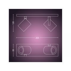 Spot led rgb dublu philips hue argenta, bluetooth, 2xgu10, 2x5.7w, 2x350 lm, lumina alba si color (2000-6500k), ip20, metal, argintiu,  Lampi de interior | electropc.ro