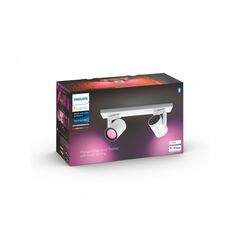 Spot led rgb dublu philips hue argenta, bluetooth, 2xgu10, 2x5.7w, 2x350 lm, lumina alba si color (2000-6500k), ip20, metal, alb,  Lampi de interior | electropc.ro