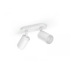 Spot led rgb dublu philips hue fugato, bluetooth, 2xgu10, 2x5.7w, 700 lm, lumina alba si color (2000-6500k), ip20, metal, alb,  Lampi de interior | electropc.ro