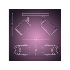 Spot led rgb dublu philips hue fugato, bluetooth, 2xgu10, 2x5.7w, 700 lm, lumina alba si color (2000-6500k), ip20, metal, alb,  Lampi de interior | electropc.ro