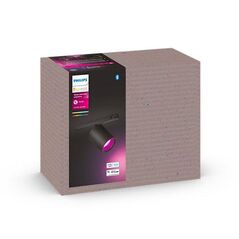 Spot led rgb philips hue perifo, bluetooth, control vocal, 24v, 5.3w, 490 lm, lumina alba si color (2000-6500k), ip20, 12.8x17.7x6.7cm, metal, negru,  Lampi de interior | electropc.ro