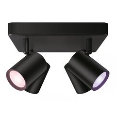 Spot led rgb wiz imageo sq, wi-fi, bluetooth, control vocal, 4xgu10, 4x5w, 1380 lm, lumina alba si color (2200-6500k), ip20, 12.3x22cm, metal, negru,  Lampi de interior | electropc.ro