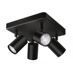 Spot led rgb wiz imageo sq, wi-fi, bluetooth, control vocal, 4xgu10, 4x5w, 1380 lm, lumina alba si color (2200-6500k), ip20, 12.3x22cm, metal, negru,  Lampi de interior | electropc.ro