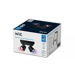 Spot led rgb wiz imageo sq, wi-fi, bluetooth, control vocal, 4xgu10, 4x5w, 1380 lm, lumina alba si color (2200-6500k), ip20, 12.3x22cm, metal, negru,  Lampi de interior | electropc.ro