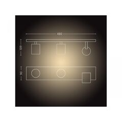 Spot led triplu philips hue runner, bluetooth, 3xgu10, 3x5.5w, 1050 lm, lumina alba (2200-6500k), ip20, 48 cm, metal, negru, intrerupator cu variator inclus,  Lampi de interior | electropc.ro