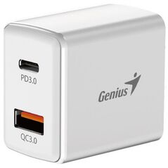 Incarcator retea genius quick charge 20w, 1 x usb-a + 1 x usb type-c, pd 20w usb-c sau usb-a, cablu usb-c 1m, alb,  Incarcatoare telefoane | electropc.ro