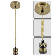 Pendul vivalux retro antique brass, e27, max. 60w, textil/metal, ip20, Ø100mm, cablu dublu auriu 1m, bec neinclus,  Lampi de interior | electropc.ro