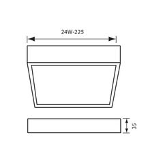 Plafoniera led vivalux square hugo, 24w, 1920 lm, lumina neutra (4000k), 140°, ip20, 225x225x35mm, 35000h, alb,  Lampi de interior | electropc.ro