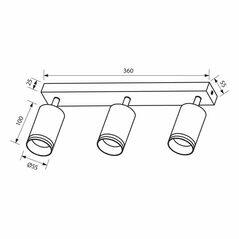 Spot triplu reglabil vivalux king, 3xgu10, max 3x35w, ip20, 360x55x165mm, negru, becuri neincluse,  Lampi de interior | electropc.ro