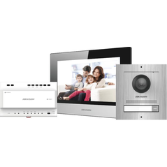 Kit videointercom ip hikvision ds-kis702/s, contine: ds-kd8003- ime2/surface ×1, ds-kh6320-wte2 ×1, ds-kad704 ×1, ds-kaw30-2n ×1, 16gb tf card x1; caracteristici post exterior: 2mp hd camera, main stream: 1920 × 1080p, wdr: true wdr, microfon inclus, difu,  Video | electropc.ro