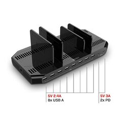 Statie de incarcare usb lindy, 10 porturi, putere maxima 120w, negru,  Hub-uri USB | electropc.ro