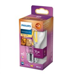 Bec led philips classic a60, eyecomfort, e27, 7.2w (75w), 1055 lm, lumina calda (2200-2700k), dimabil, cu filament,  Becuri si Tuburi LED | electropc.ro