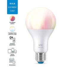 Bec led rgb inteligent wiz connected colors a67, wi-fi, e27, 13w (100w), 1521 lm, lumina alba si color (2700-6500k), compatibil google assistant/alexa/siri,  Becuri si Tuburi LED | electropc.ro