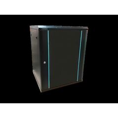 Rack 12u 600x450, dezasamblat, montare pe perete, usa din sticla, panouri laterale detasabile si securizate , culoare negru ral 9004, dateup,  Cabinete metalice | electropc.ro