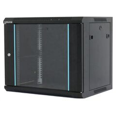 Rack 4u 600x450, dezasamblat, montare pe perete, usa din sticla, panouri detasabile si securizate, culoare negru ral9004, dateup,  Cabinete metalice | electropc.ro