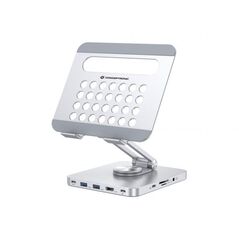 Conceptronic donn26g tablet stand with 8-in-1 usb 3.2 gen 1 docking station, 360° rotating base, foldable, adjustable height, 160 x 178 x 45 mm,  Docking stations | electropc.ro