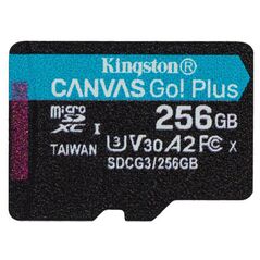 Microsd kingston canvas go plus 256gb, class 10 - uhs i, u3, v30, a2,  Carduri memorie | electropc.ro
