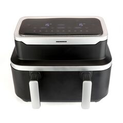 Friteuza dubla cu aer cald heinner haf-ddb9bk26, putere: 2600w, capacitate: 9l, control digital individual, temperatura: 80-220 grade c, timer 60 min, 10 programe presetate, auto-oprire, negru,  Friteuze | electropc.ro